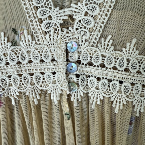 LIFE Love‎ Is For Eternity Kimono Dress Womens XL Yellow Floral Boho Lace Cover - Picture 5 of 9